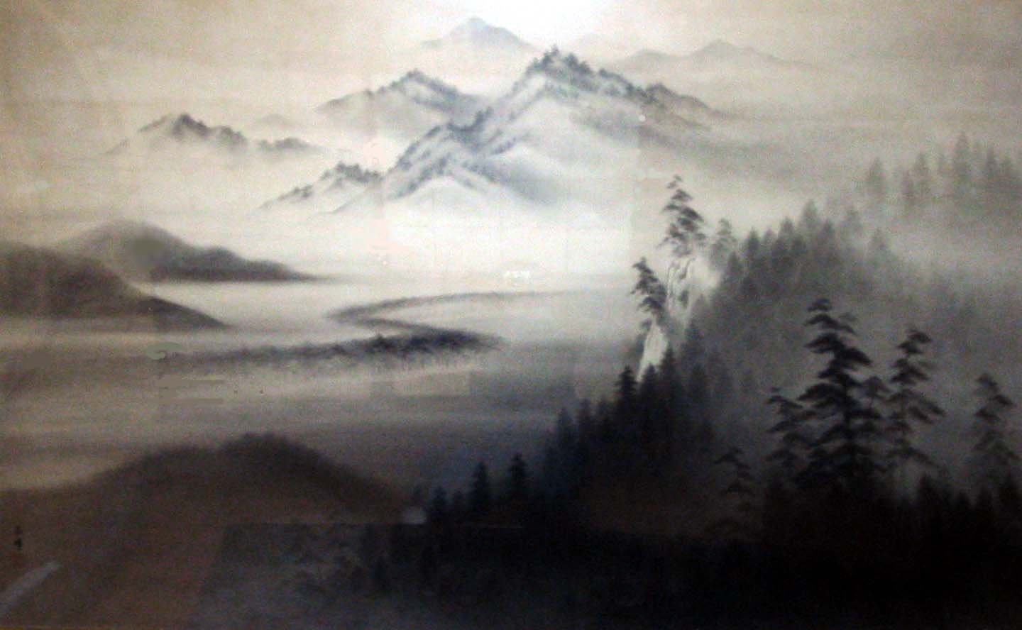 墨絵　天の橋立
