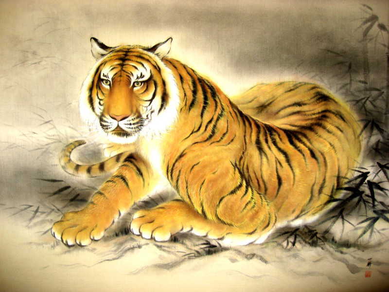 衝立　「虎の図」