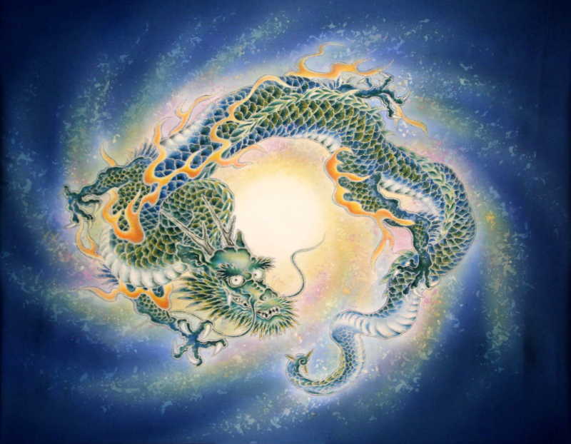 染色画　龍　「銀河龍２」