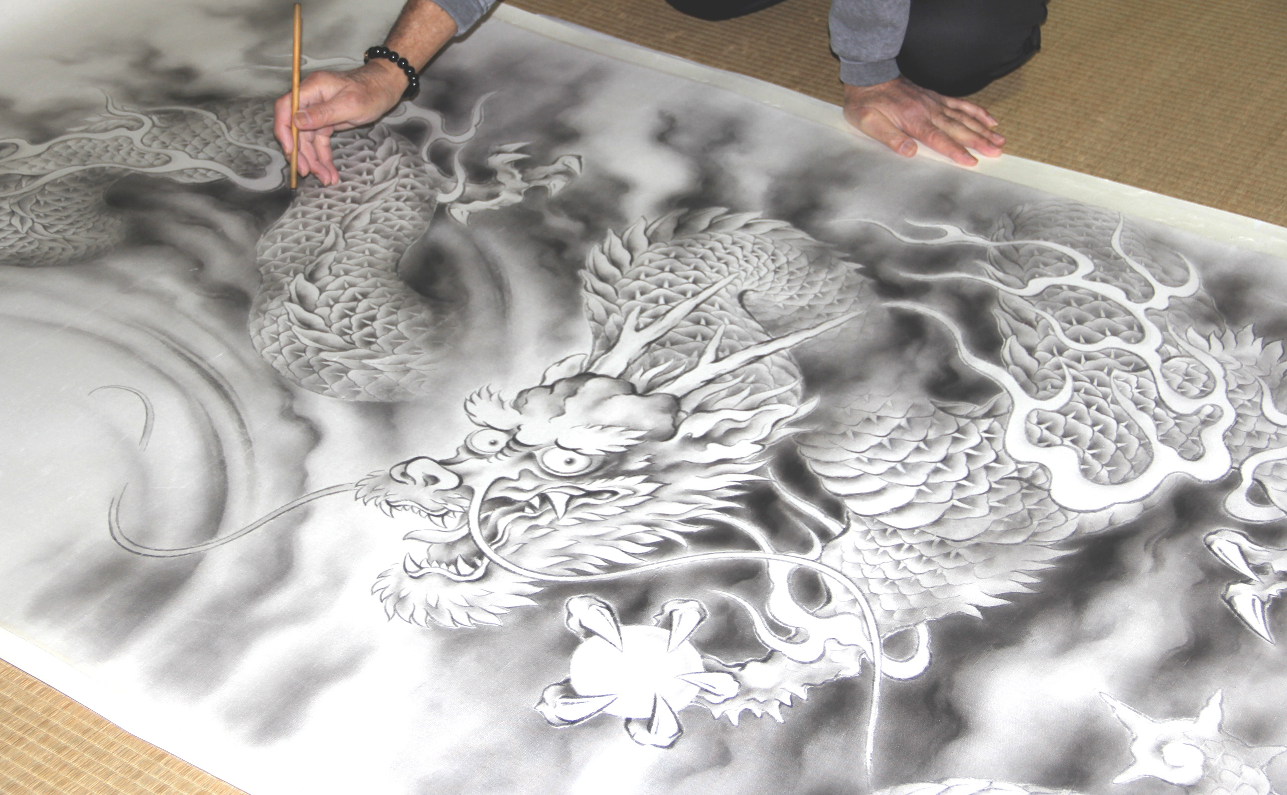 龍 絵画　天井絵　墨絵